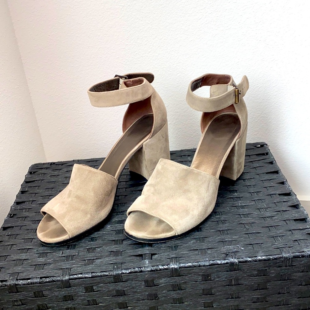 Grey Suede Block Heel